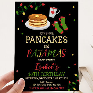 Invitation Pancakes et Pyjamas Noël Anniversaire