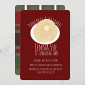 Invitation Pancakes et Pyjamas Soirée Pyjama Filles | Carreau (Devant / Derrière)