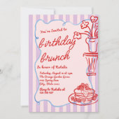 Invitation Pancakes floraux roses dessinés Photo Anniversaire (Devant)