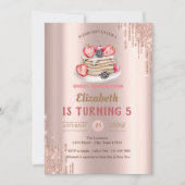 Invitation Pancakes,Gouttes de rose d'anniversaire (Devant)