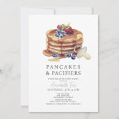 Invitation Pancakes & Pacificateurs Grey En vichy Baby shower (Devant)