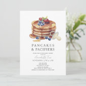 Invitation Pancakes & Pacificateurs Grey En vichy Baby shower (Debout devant)
