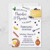 Invitation Pancakes Pajamas Dormir Anniversaire Fête du bois  (Devant)