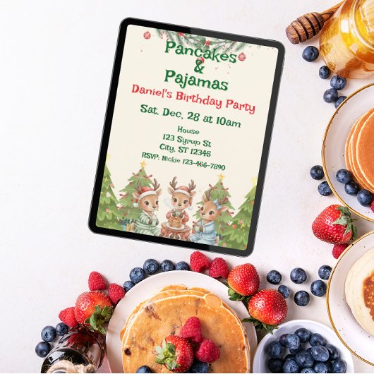 Invitation Pancakes & Pajamas Holiday Birthday
