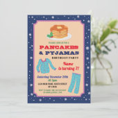 Invitation Pancakes & Pajamas Party Noël Anniversaire Bleu (Debout devant)