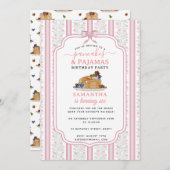 Invitation Pancakes Pajamas PJ's Girl Kids Birthday Party (Devant / Derrière)