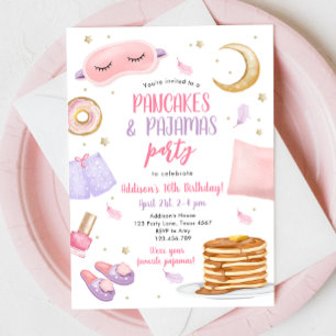 Invitation Pancakes Pajamas Slepover Fête du bois d'oeuvre An