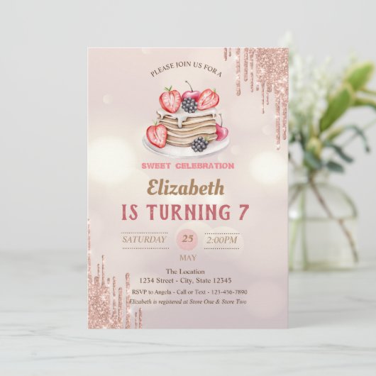Invitation Pancakes Parties scintillant Drives Bokeh Birthday (Debout devant)