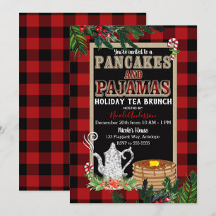 Invitation Pancakes & Pyjama Thé de Fêtes Brunch Plaid Rustiq