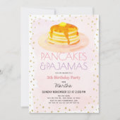 Invitation Pancakes & Pyjamas Pink Gold Girl Anniversaire (Devant)