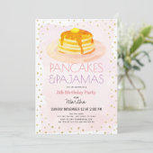 Invitation Pancakes & Pyjamas Pink Gold Girl Anniversaire (Debout devant)