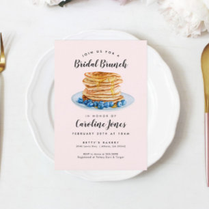 Invitation Pancakes rose Brunch nuptial