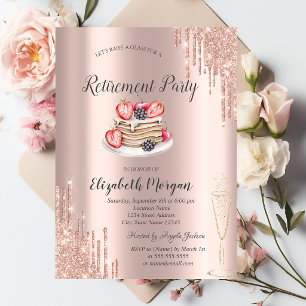 Invitation  Pancakes Rose Gold Paillettes Coulures Retraite 