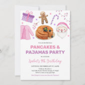 Invitation Pancakes rose violet et pyjamas Anniversaire (Devant)