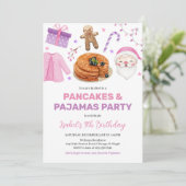 Invitation Pancakes rose violet et pyjamas Anniversaire (Debout devant)