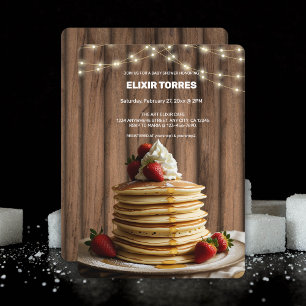 Invitation Pancakes rustiques Baby shower bébé et brunch