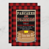 Invitation Pancakes rustiques et pyjamas Rouge noir Buffalo p (Devant / Derrière)