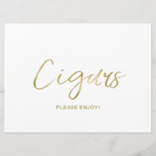 Invitation Pancarte "Cigares" de mariage Doré élégant