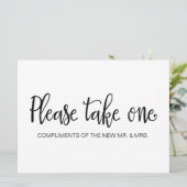 Invitation Pancarte de cadeaux de mariage "Veuillez en prendr (Debout devant)