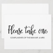 Invitation Pancarte de cadeaux de mariage "Veuillez en prendr (Devant / Derrière)