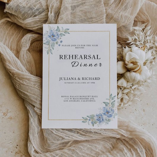 Invitation Pancarte de dîner de répétition de mariage bleu la