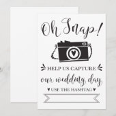 Invitation Pancarte de hashtag de mariage Oh Snap (Devant / Derrière)