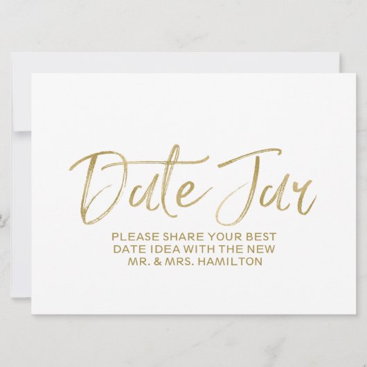 Invitation Pancarte de mariage au pot de dattes | Lettres dor (Devant)