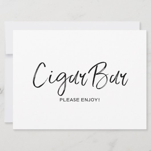 Invitation Pancarte de mariage "Bar cigare" | lettrage élégan (Devant)