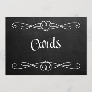 Invitation Pancarte de mariage "Cartes" de style tableau noir