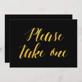 Invitation Pancarte de mariage chic en faux or métallisé "Pre (Devant / Derrière)