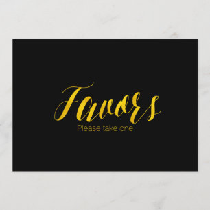 Invitation Pancarte de mariage chic en faux papier doré "Favo