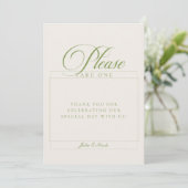 Invitation Pancarte de mariage Classic Green Please Take A Fa (Debout devant)