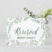 Invitation Pancarte de mariage Couronne rustique verte "Réser (Debout devant)