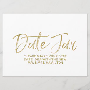 Invitation Pancarte de mariage Date Jar   Lettre dorée élégan