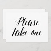 Invitation Pancarte de mariage de style calligraphique "Prene (Devant / Derrière)