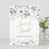 Invitation Pancarte de mariage Eucalyptus Foliage Love is Swe (Debout devant)