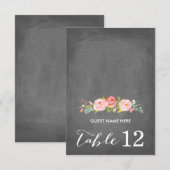 Invitation Pancarte de mariage florale avec rosier en craie (Devant / Derrière)