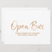 Invitation Pancarte de mariage "Open Bar Sign" | Rose dorée d (Devant / Derrière)