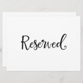Invitation Pancarte de mariage "Réservé" | Calligraphie Rusti (Devant / Derrière)
