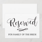 Invitation Pancarte de mariage simple calligraphiée pour plac (Devant / Derrière)