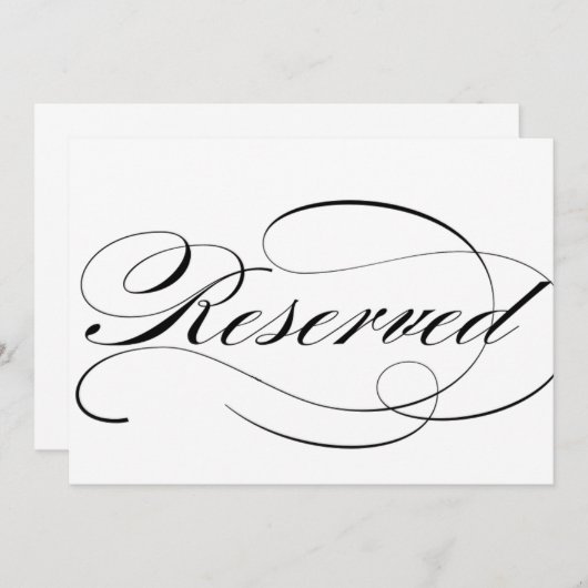 Invitation Pancarte de places réservées pour la réception de (Devant / Derrière)