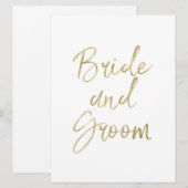 Invitation Pancarte de porte pour Chaise de Mariée et Marié,  (Devant / Derrière)