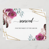 Invitation Pancarte de réservation de places de mariage Fleur (Devant / Derrière)