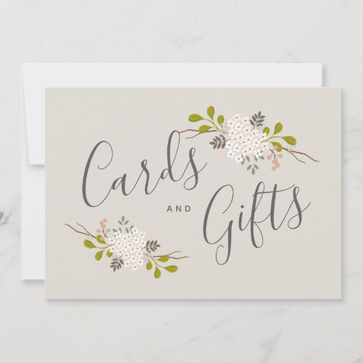 Invitation Pancarte de table pour cadeaux de mariage botaniqu (Devant)