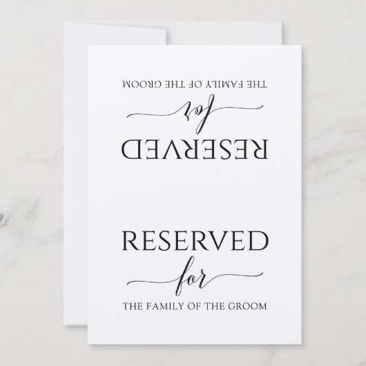 Invitation Pancarte Réservée Calligraphie Romantique (Kraft) (Devant)