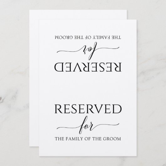 Invitation Pancarte Réservée Calligraphie Romantique (Kraft) (Devant / Derrière)