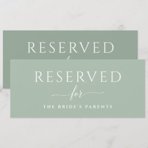 Invitation Pancarte réservée de mariage vert sauge romantique