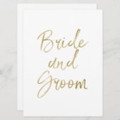 Invitation Pancartes de Chaise de Mariée et de Marié Élégant (Devant / Derrière)