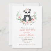 Invitation Panda à fleurs pour baby shower (Devant)
