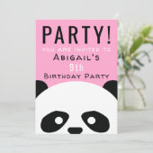 Invitation Panda Anniversaire Fête Rose Filles Kawaii Invitat (Debout devant)